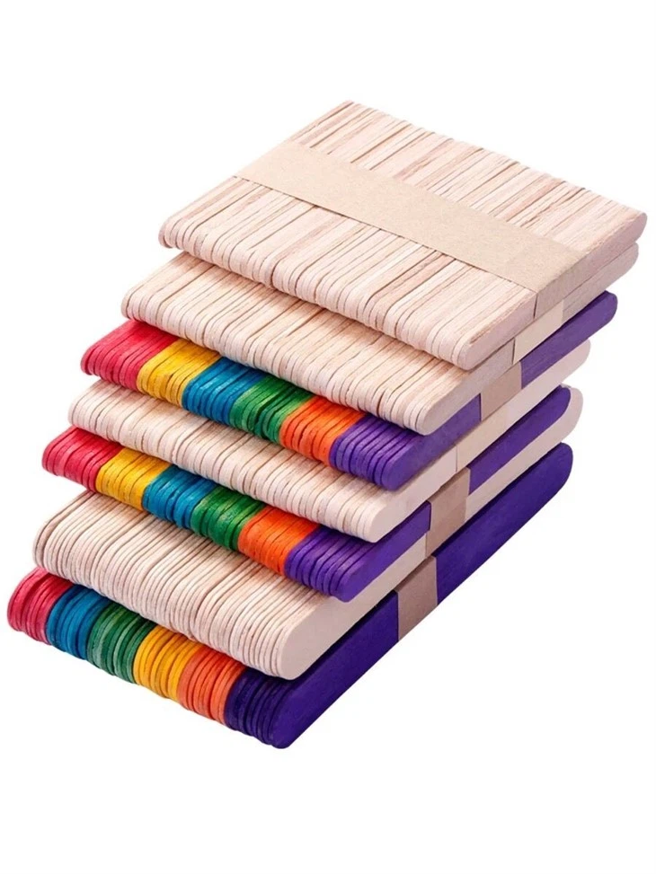 Craft Popsicle Ice Cream Wooden Sticks 4.5 Inch Length Treat Sticks For DIY Mixing, Waxing